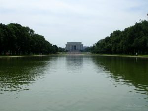 8. The Lincoln Memorial stands at the west end of the National Mall and reflecting pool (June)