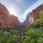 Zion Kolob Canyons Sun Peeking